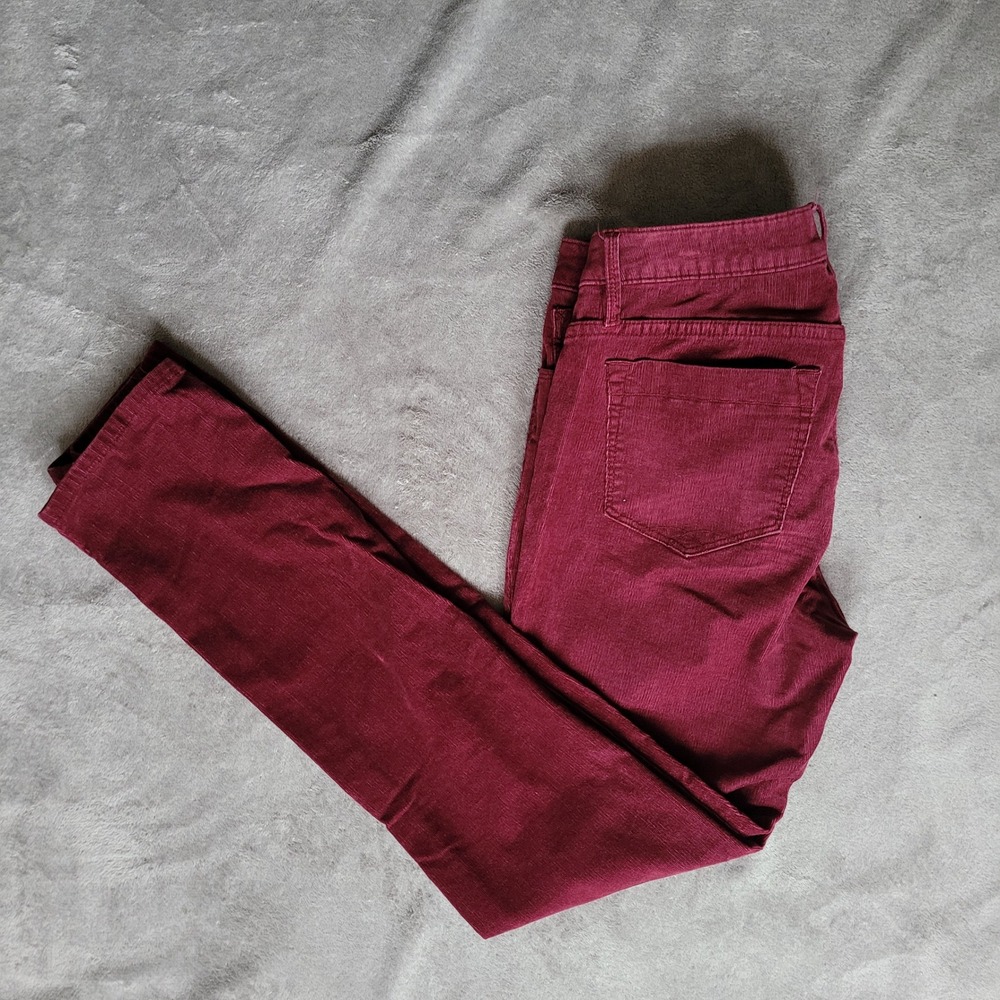 Christopher Blue 8 wine red corduroy pants slim leg mid rise twee preppy office - Picture 10 of 16